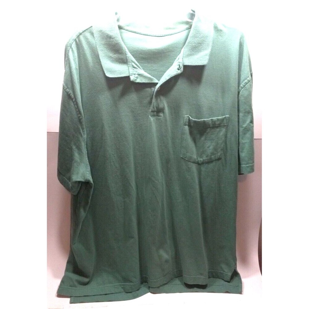 St Johns Bay Green Polo Shirt XXL Casual Outdoor Soft 100% Cotton Pocket Golf